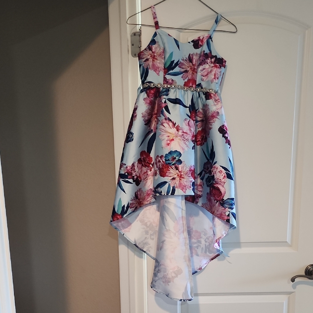 Floral Kids Dress with High-Low Hem